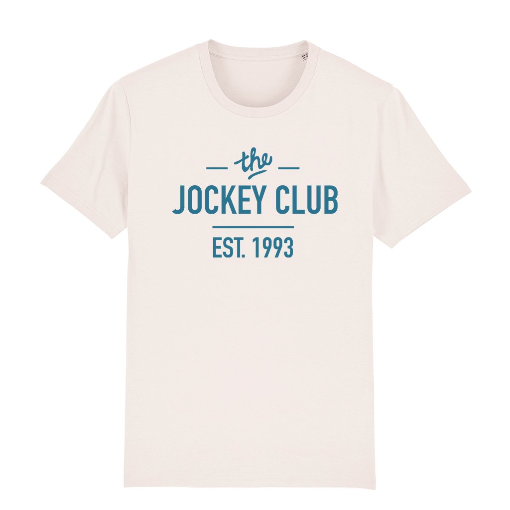Jockey Club The Jockey Club Est 1993 Dark Turquoise Text Men's Organic T-Shirt-Jockey Club-Essential Republik