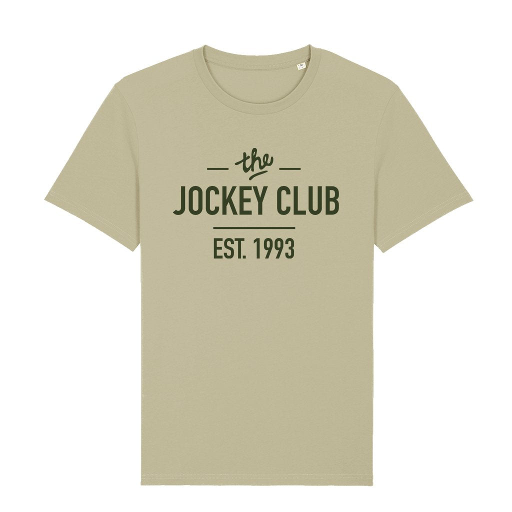 Jockey Club The Jockey Club Est 1993 Camo Green Text Men's Organic T-Shirt-Jockey Club-Essential Republik