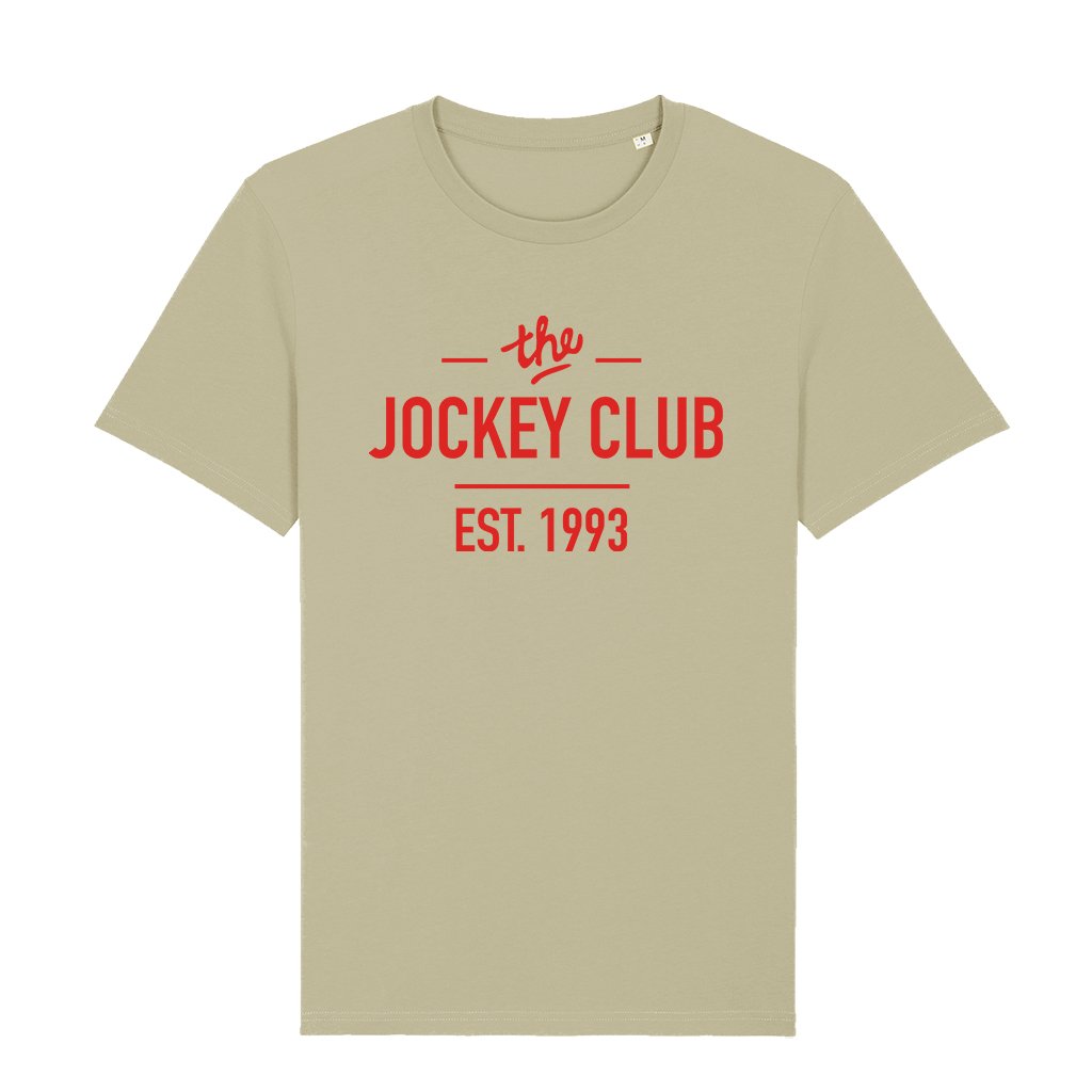Jockey Club The Jockey Club Est 1993 Red Text Men's Organic T-Shirt-Jockey Club-Essential Republik