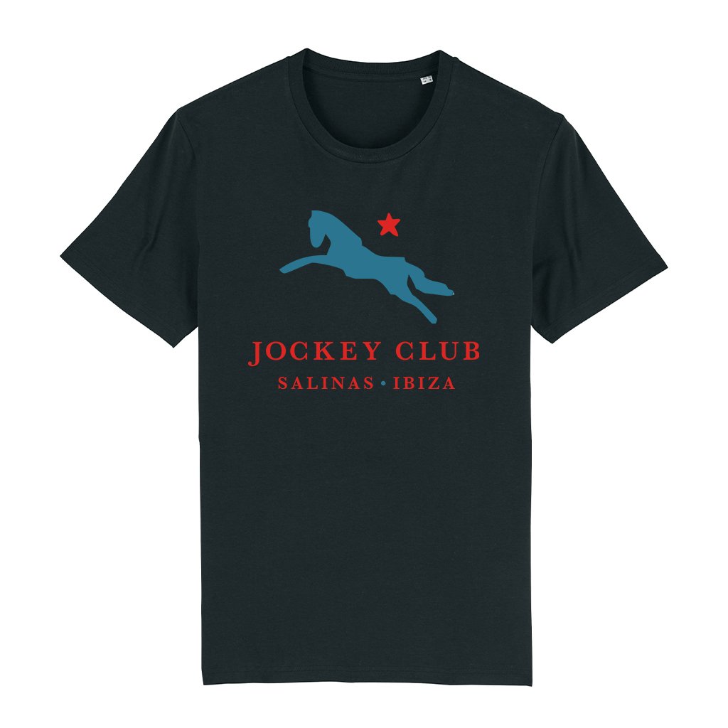 Jockey Club Salinas Ibiza Dark Turquoise And Red Logo Men's Organic T-Shirt-Jockey Club-Essential Republik