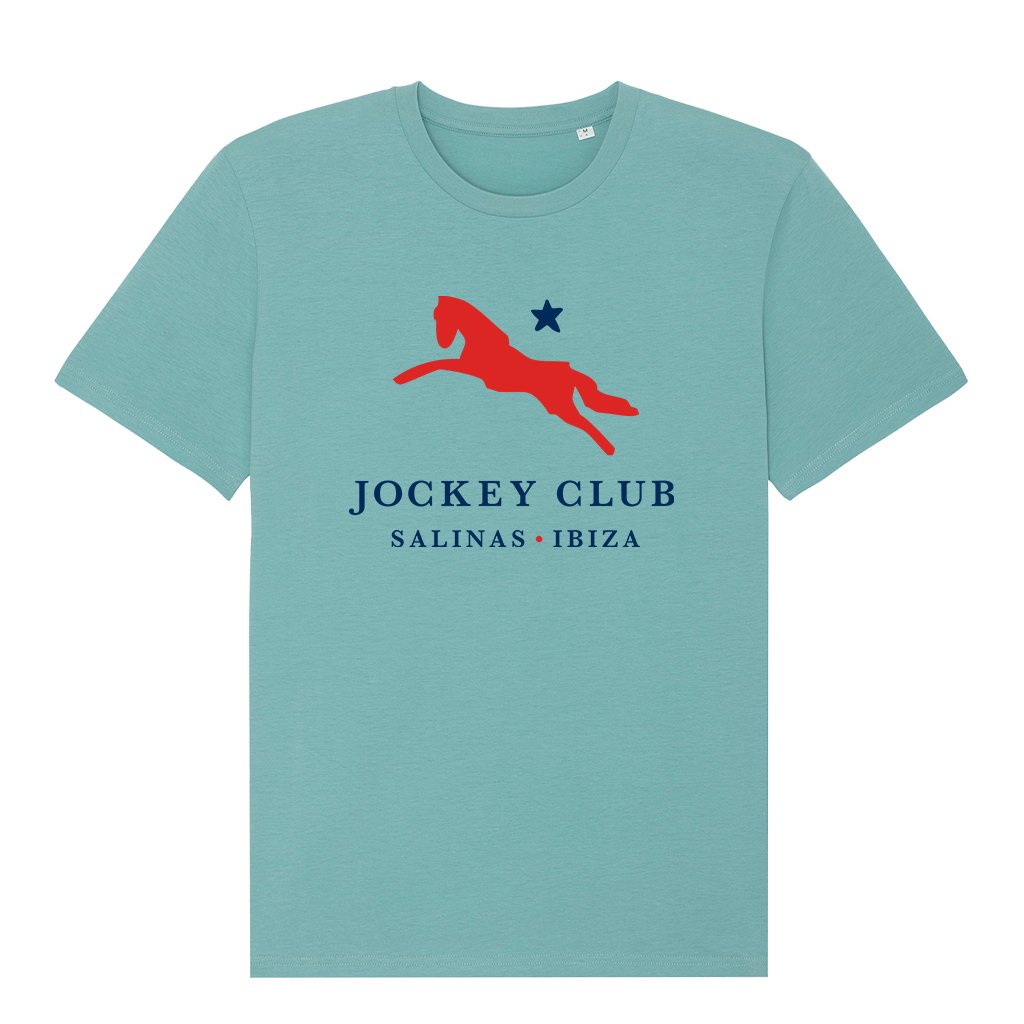 Jockey Club Salinas Ibiza Red And Navy Blue Logo Men's Organic T-Shirt-Jockey Club-Essential Republik