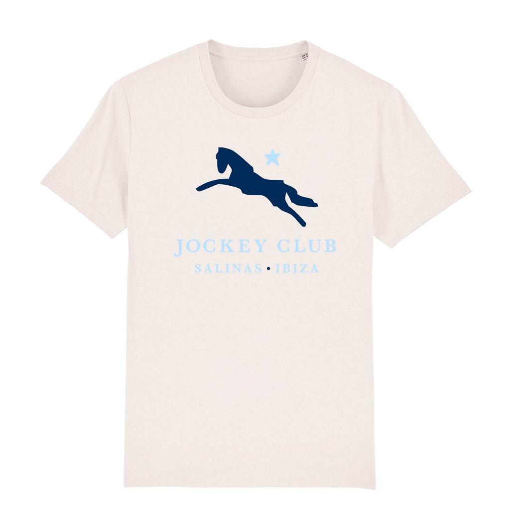 Jockey Club Salinas Ibiza Navy And Light Blue Logo Men's Organic T-Shirt-Jockey Club-Essential Republik