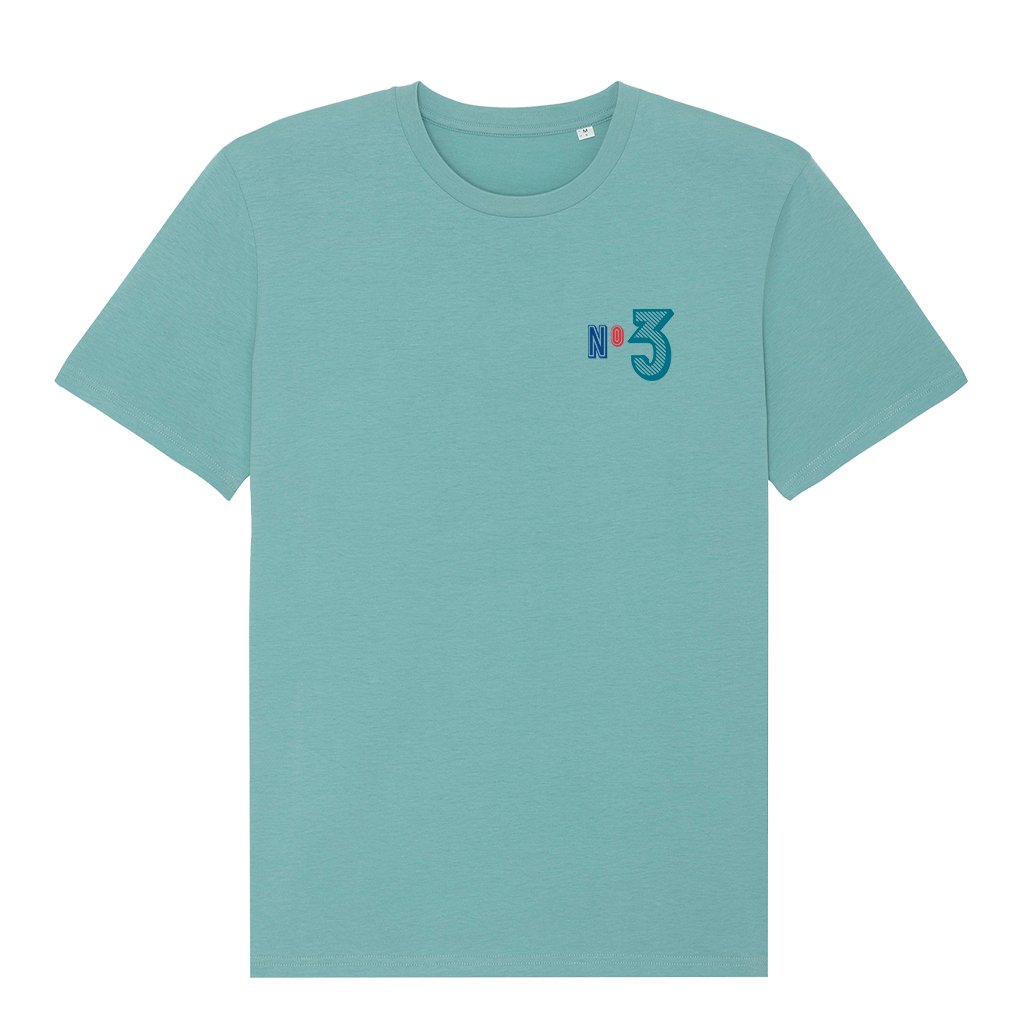 Jockey Club Turquoise No 3 Front And Back Print Men's Organic T-Shirt-Jockey Club-Essential Republik