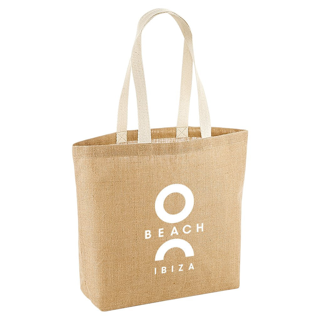 O Beach White Logo Jute Shopping Bag-O Beach-Essential Republik