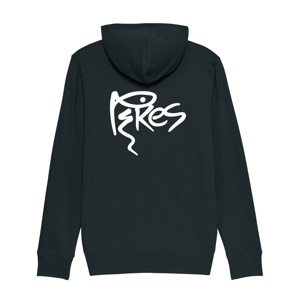 Pikes Ibiza White Logo Front And Back Print Unisex Iconic Zip-through Hoodie-Pikes-Essential Republik