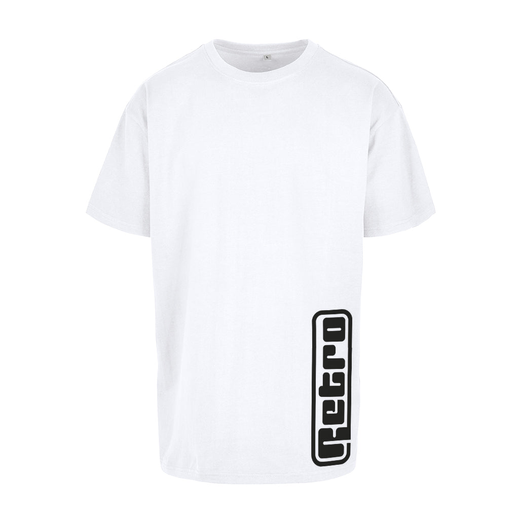 Black Vertical Retro Logo Men's Heavy Oversized T-Shirt-Retro-Essential Republik