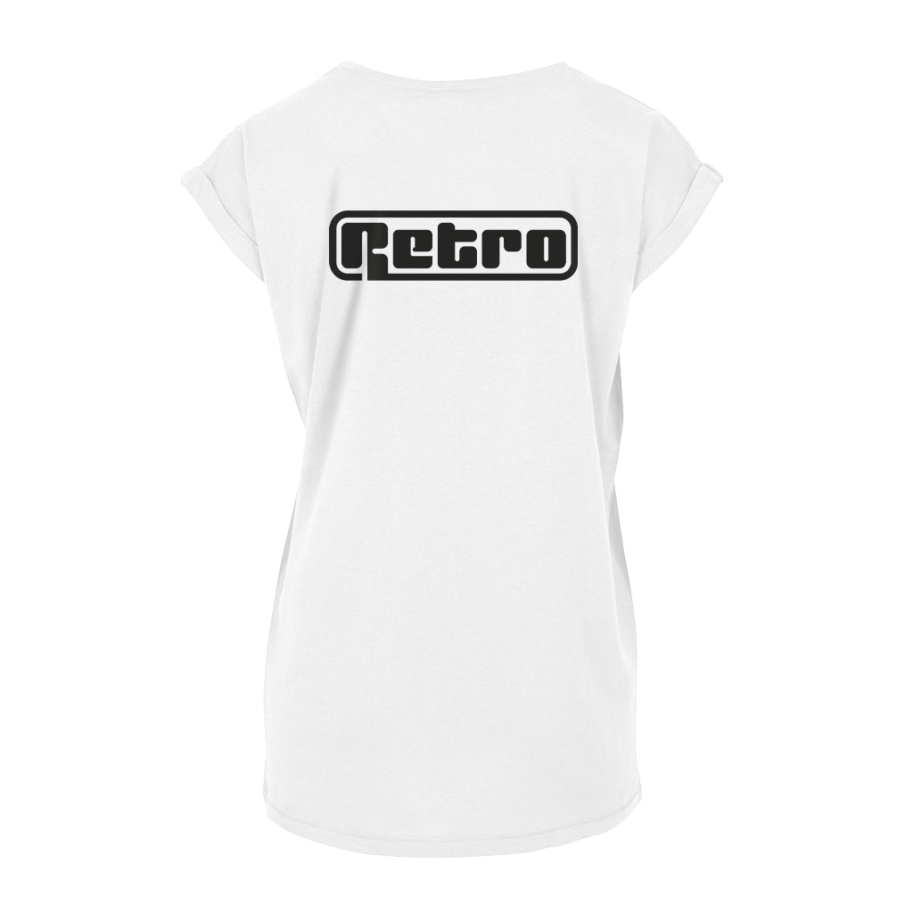 Black Retro Logo Front And Back Print Women's Casual T-Shirt-Retro-Essential Republik