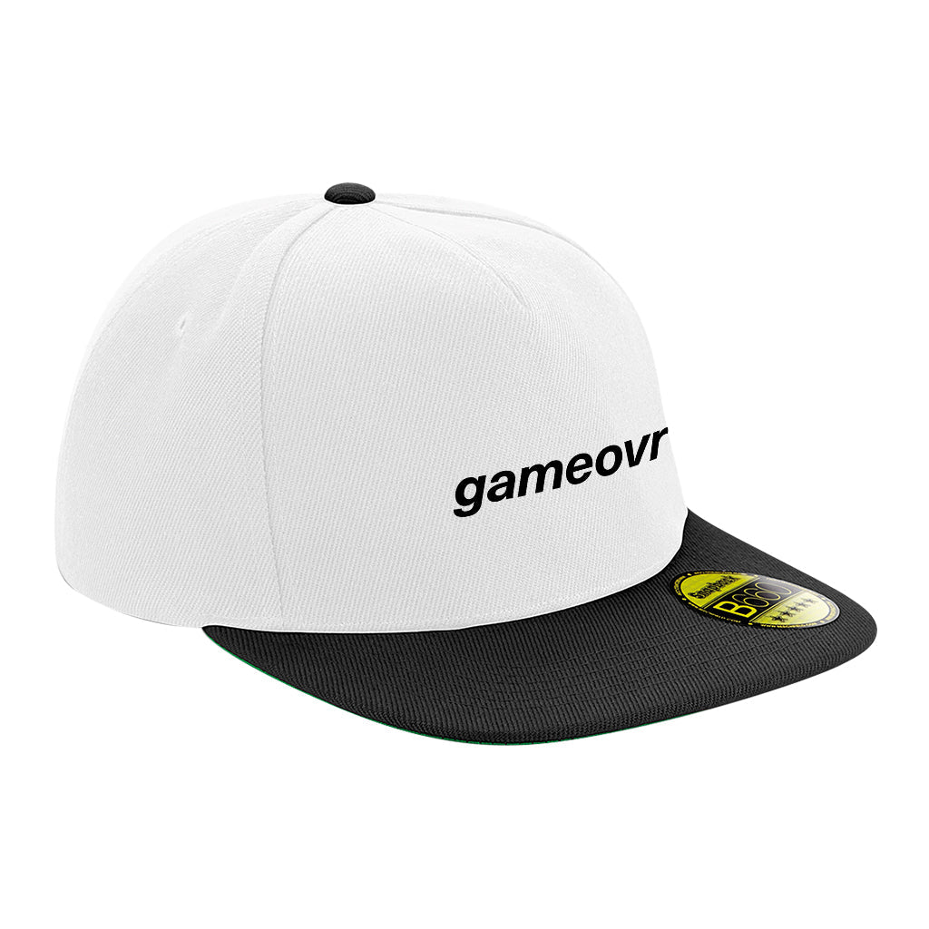 Gameovr White/Black Flat Peak Snapback Cap-LNOE-Essential Republik