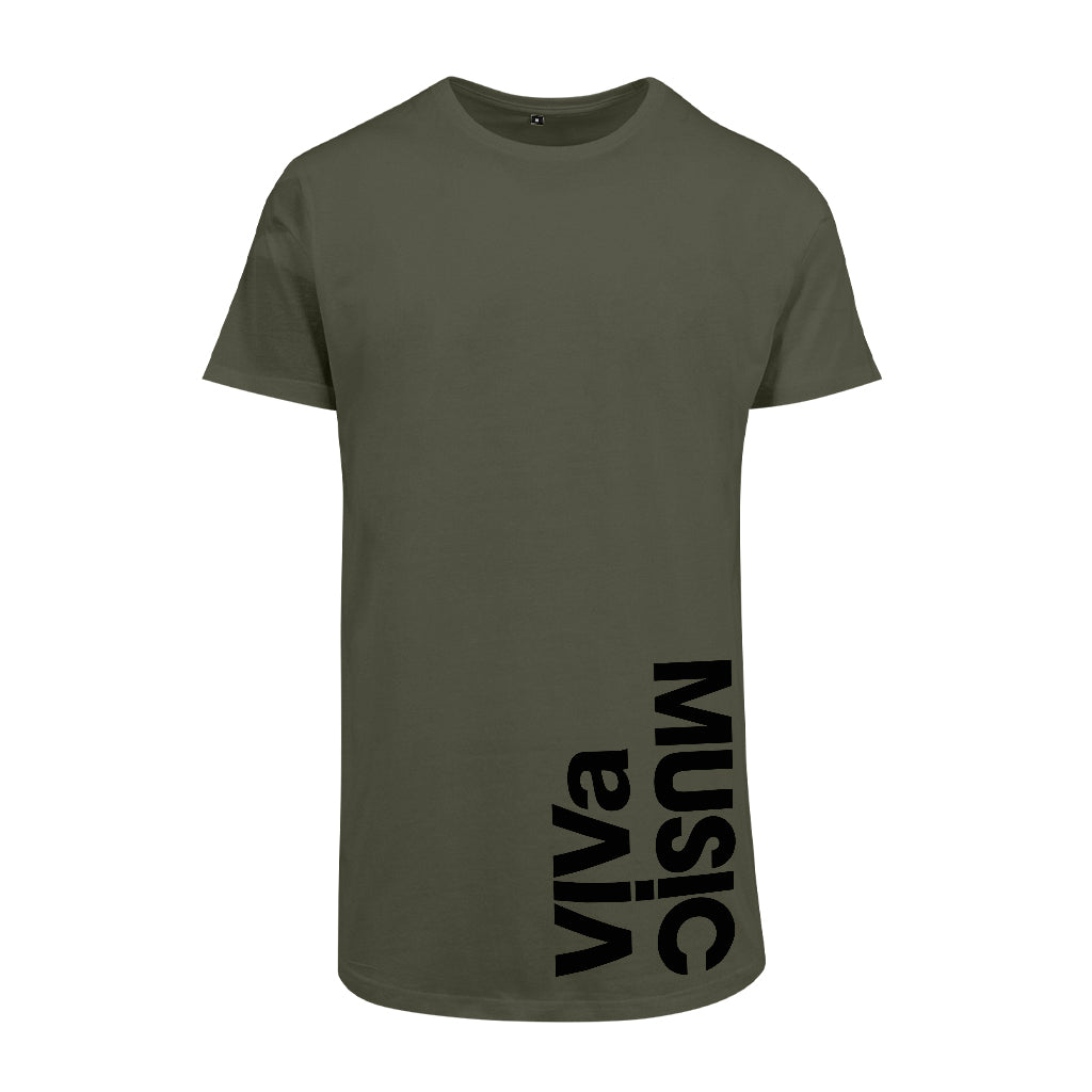 Steve Lawler ViVa Music Black Vertical Logo Men's Shaped Long T-Shirt-Steve Lawler-Essential Republik