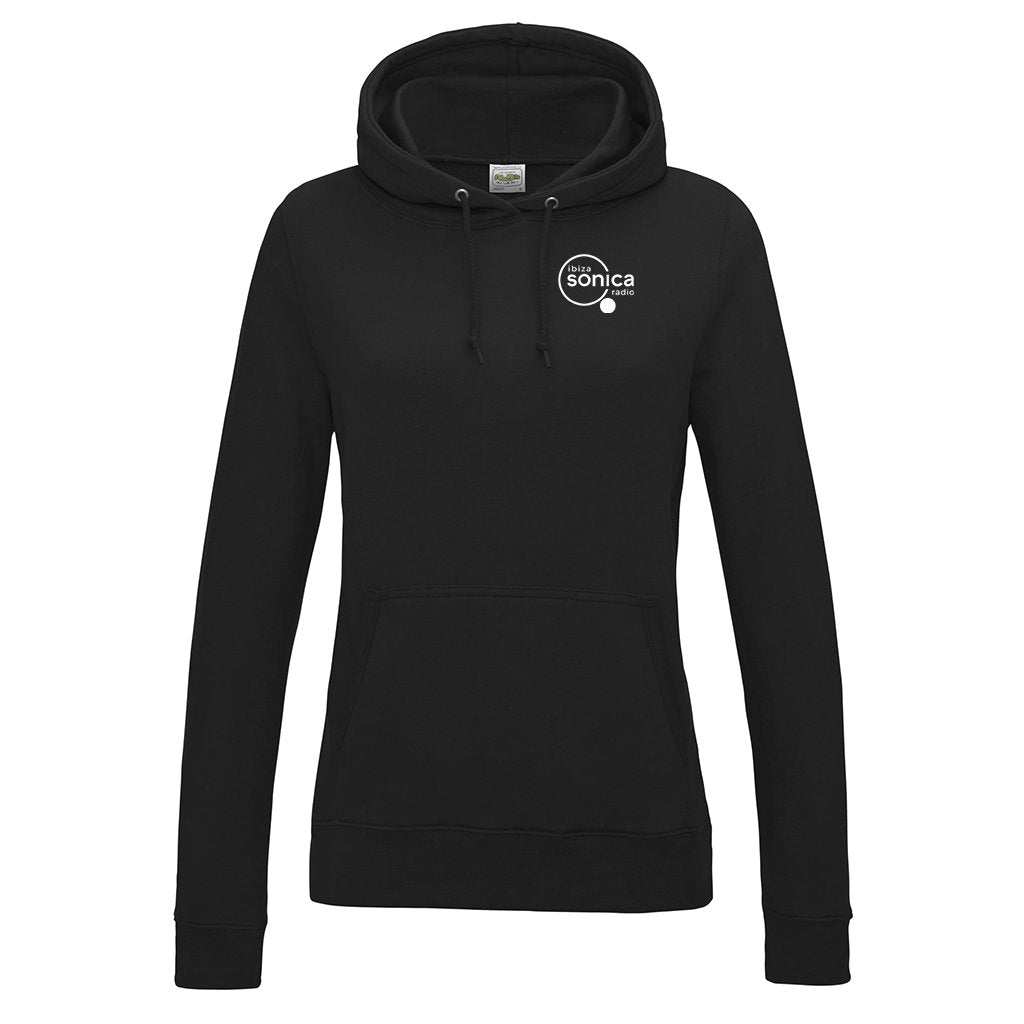 Sonica White Logo Front And Back Print Women's College Hooded Sweatshirt-Sonica-Essential Republik