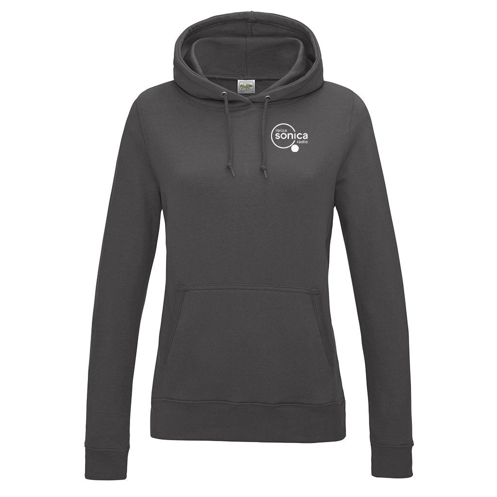 Sonica White Logo Front And Back Print Women's College Hooded Sweatshirt-Sonica-Essential Republik