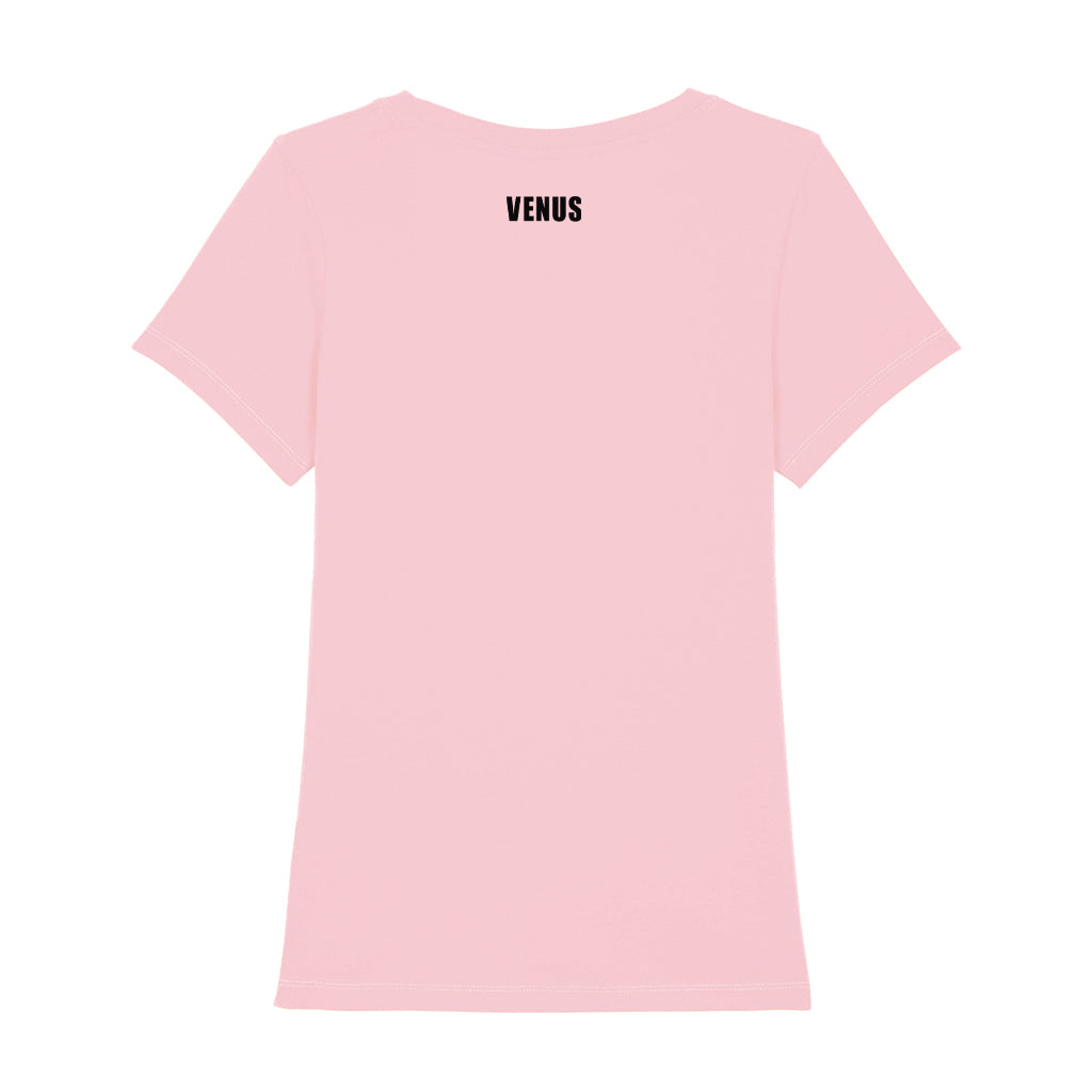 Venus Black V Logo Front And Back Print Women's Iconic Fitted T-Shirt-Venus-Essential Republik