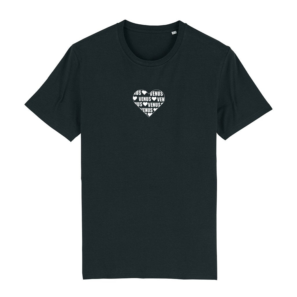 Venus White Heart Logo Front And Back Print Men's Organic T-Shirt-Venus-Essential Republik