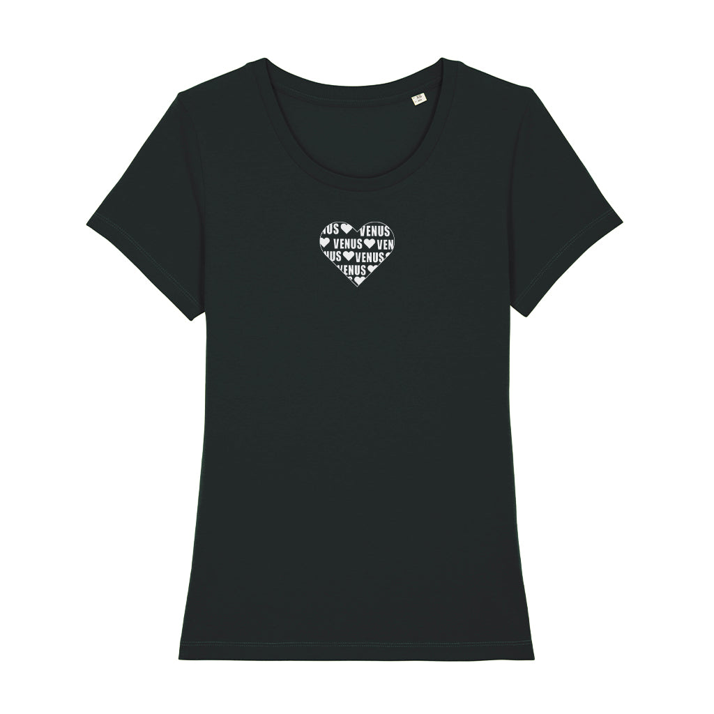 Venus White Heart Logo Front And Back Print Women's Iconic Fitted T-Shirt-Venus-Essential Republik