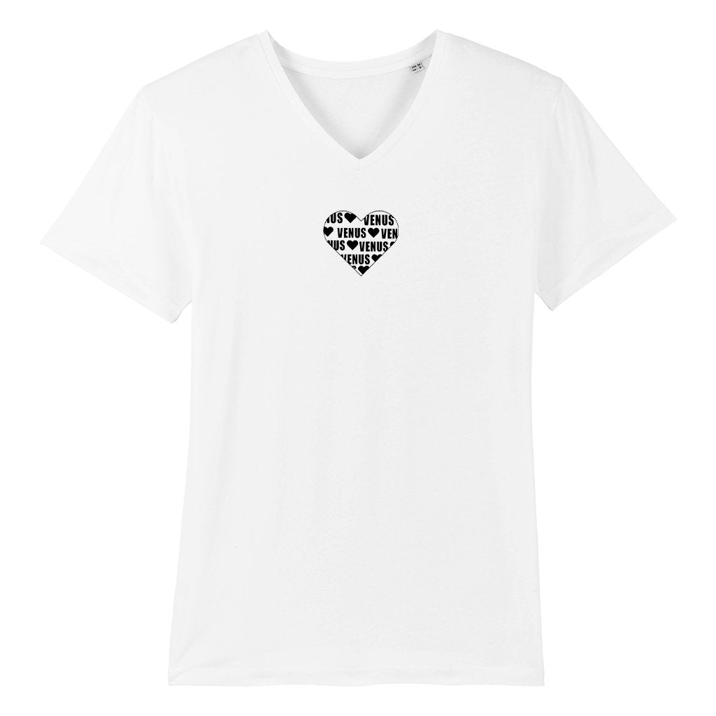 Venus Black Heart Logo Front And Back Print Men's V-Neck T-Shirt-Venus-Essential Republik