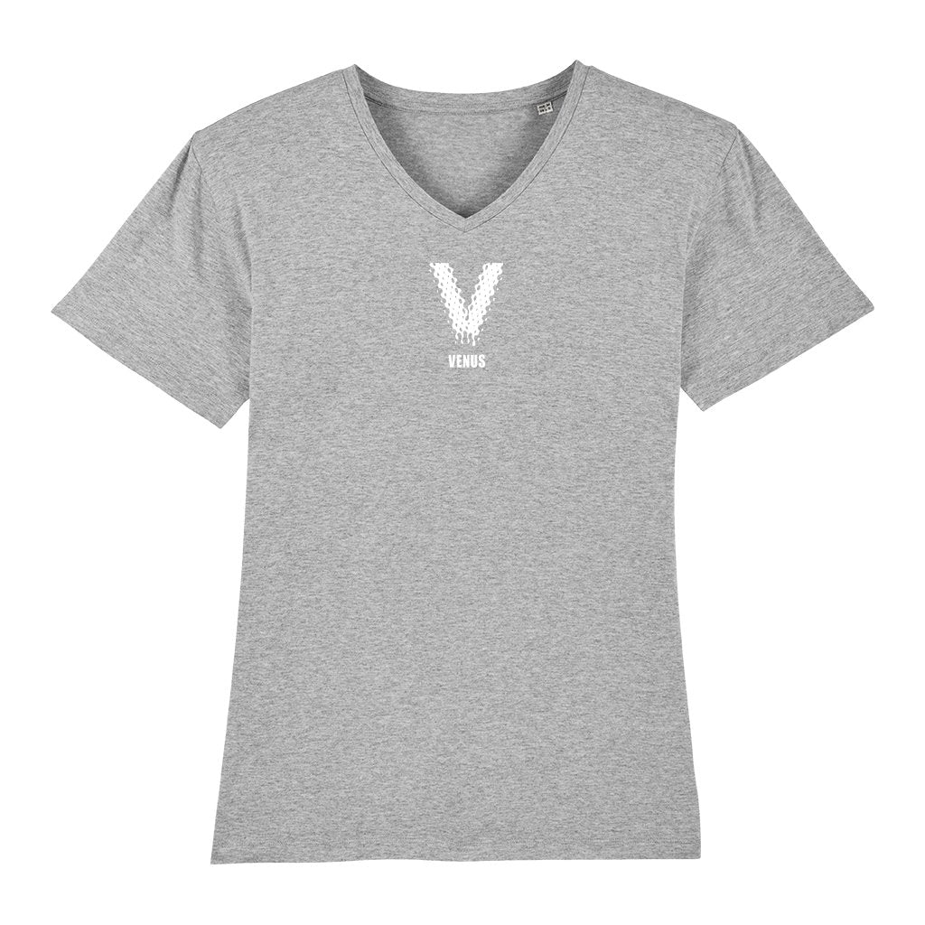 Venus White Logo Front And Back Print Men's V-Neck T-Shirt-Venus-Essential Republik