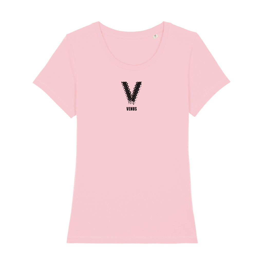 Venus Black Logo Front And Back Print Women's Iconic Fitted T-Shirt-Venus-Essential Republik