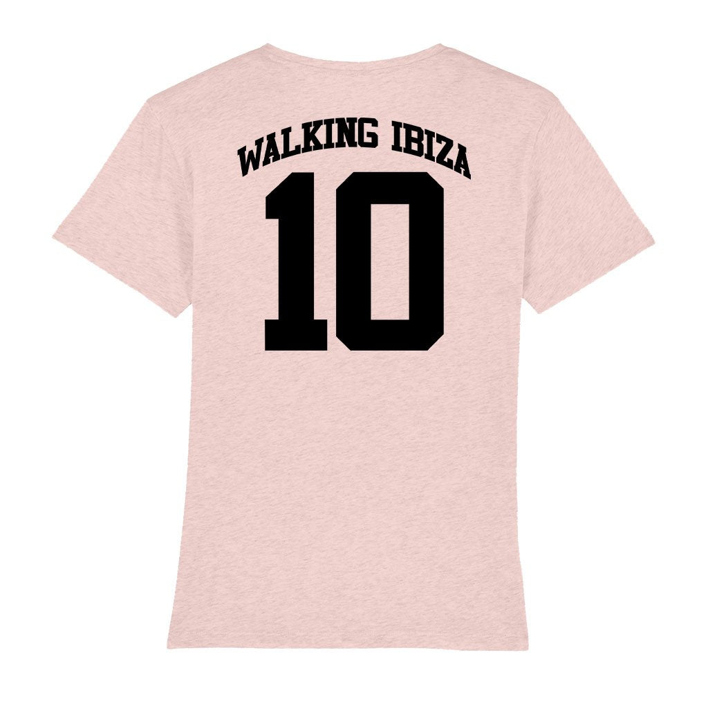 Walking Ibiza 2010 Black Badge And Number Front And Back Print Women's V-Neck T-Shirt-Walking Ibiza-Essential Republik