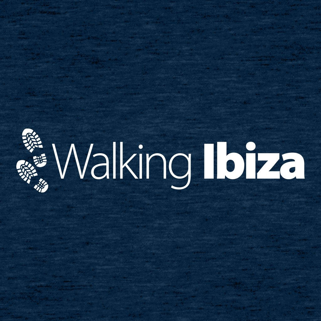 Walking Ibiza White Logo And Footprints Front And Back Print Men's V-Neck T-Shirt-Walking Ibiza-Essential Republik