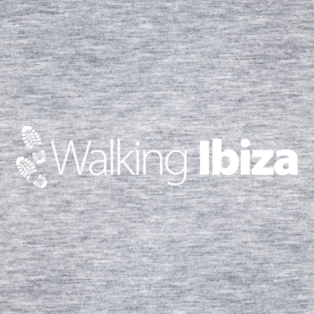 Walking Ibiza White Logo And Footprints Front And Back Print Men's Organic T-Shirt-Walking Ibiza-Essential Republik