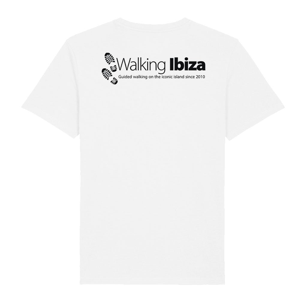 Walking Ibiza Black Footprints Front And Back Print Men's Organic T-Shirt-Walking Ibiza-Essential Republik