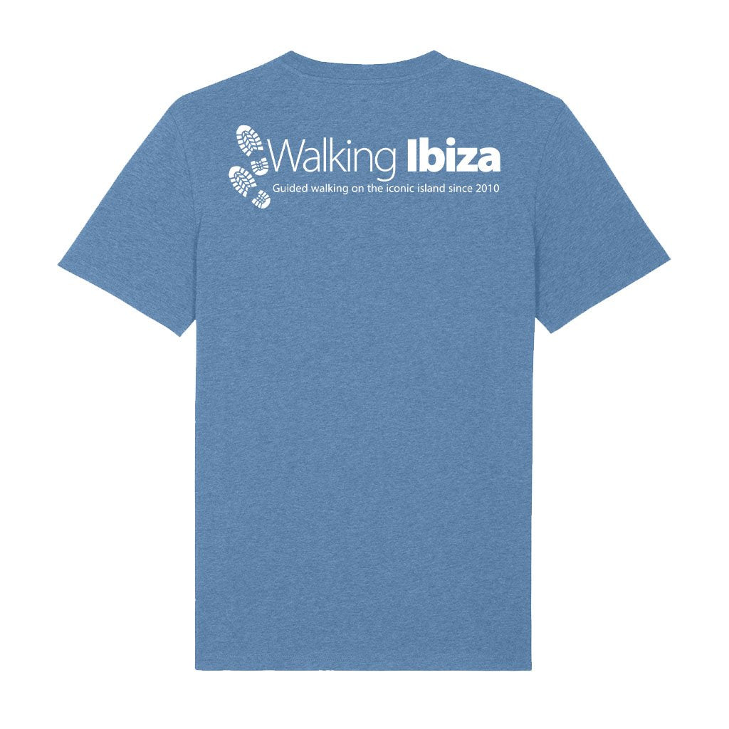 Walking Ibiza White Footprints Front And Back Print Men's Organic T-Shirt-Walking Ibiza-Essential Republik