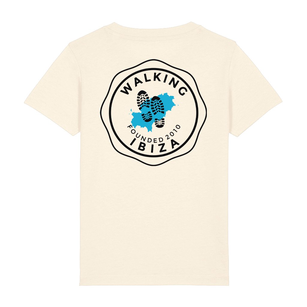 Walking Ibiza Logo And Badge Front And Back Print Kid's Organic T-Shirt-Walking Ibiza-Essential Republik
