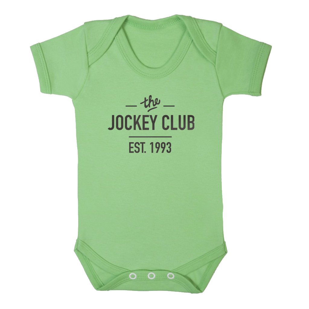 Jockey Club The Jockey Club Est 1993 Black Text Short Sleeve Babygrow-Jockey Club-Essential Republik