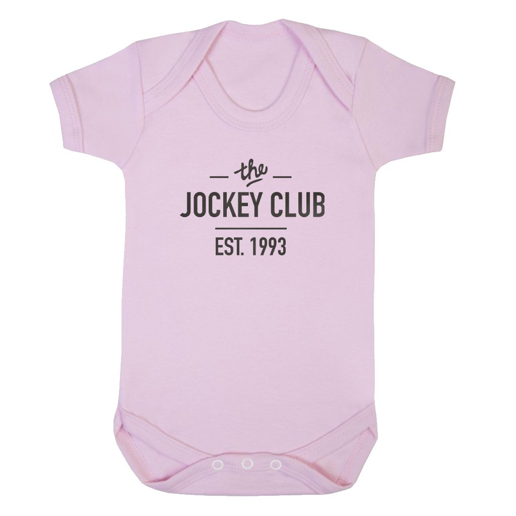 Jockey Club The Jockey Club Est 1993 Black Text Short Sleeve Babygrow-Jockey Club-Essential Republik