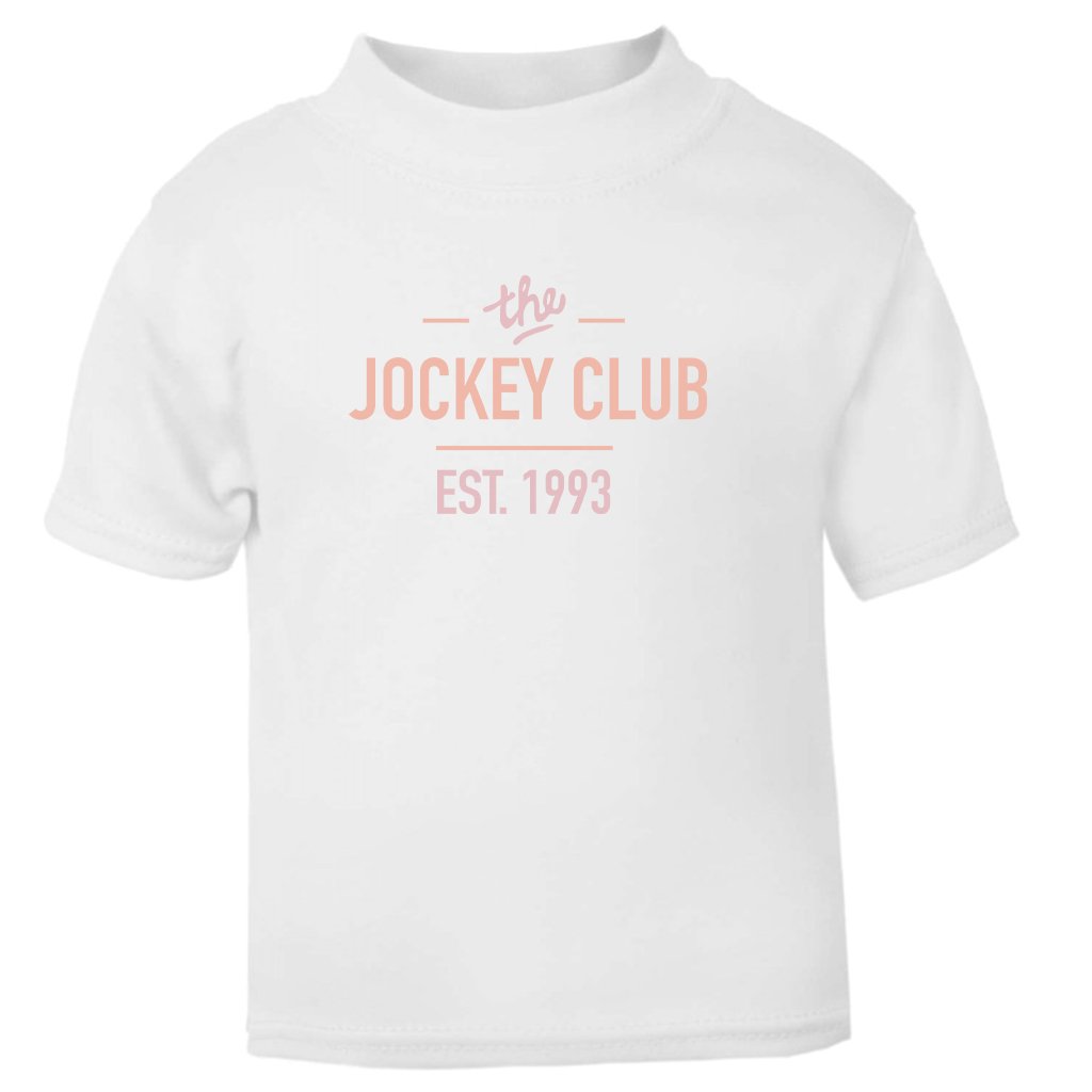 Jockey Club The Jockey Club Est 1993 Pink Text Baby T-Shirt-Jockey Club-Essential Republik