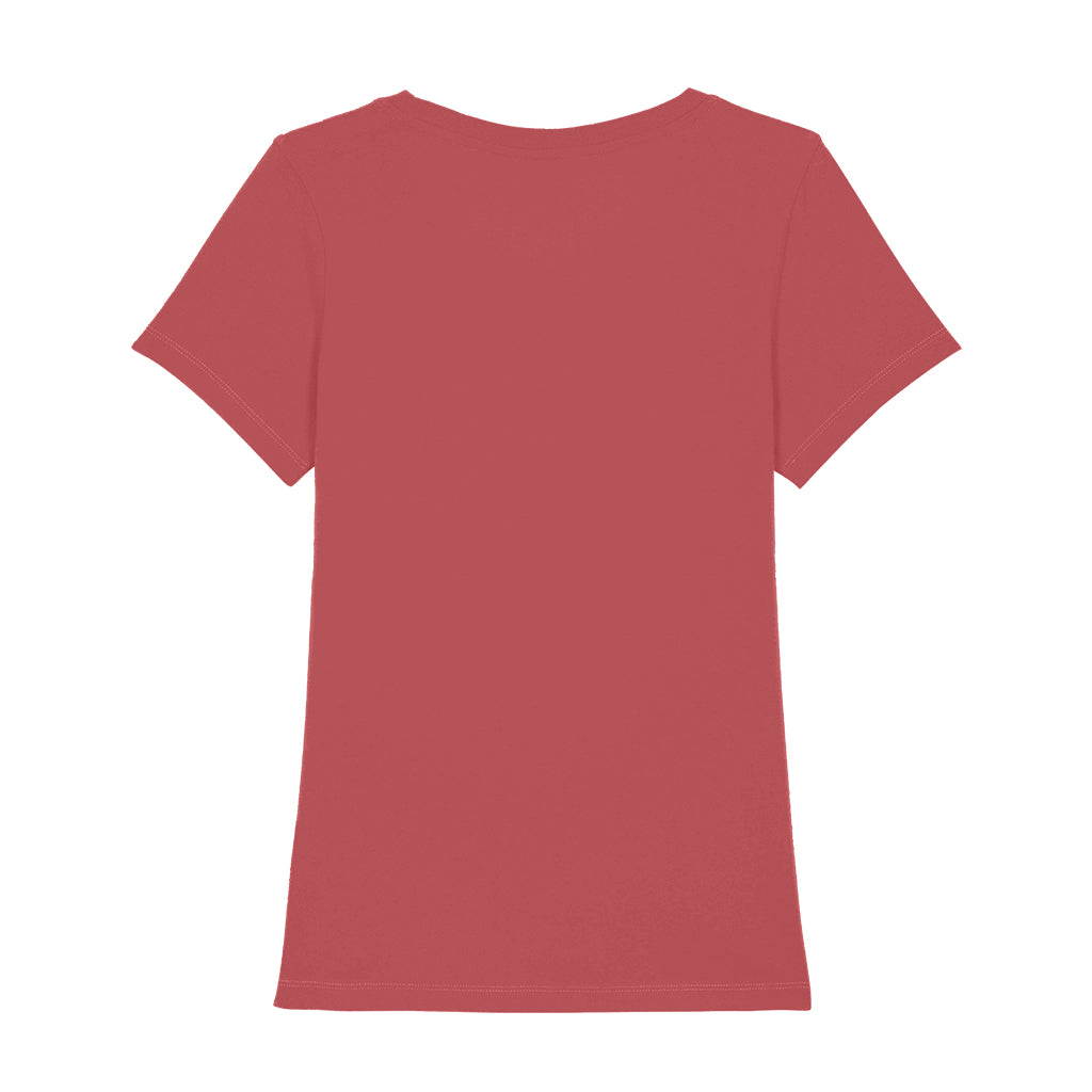 LNOE Circle Logo White Carmine Red Women's Iconic Fitted T-Shirt-LNOE-Essential Republik