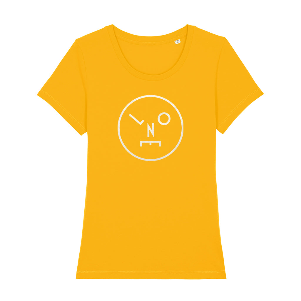 LNOE Circle Logo White Spectra Yellow Women's Iconic Fitted T-Shirt-LNOE-Essential Republik