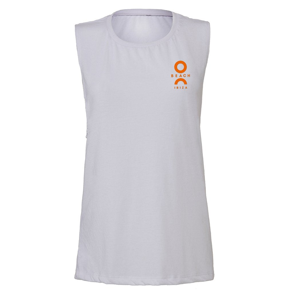 O Beach Orange Flock Logo Women's Flowy Muscle Vest-O Beach-Essential Republik