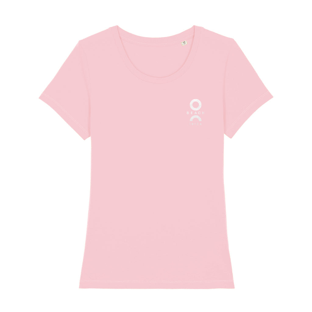 O Beach White Flock Logo Women's Iconic Fitted T-Shirt-O Beach-Essential Republik
