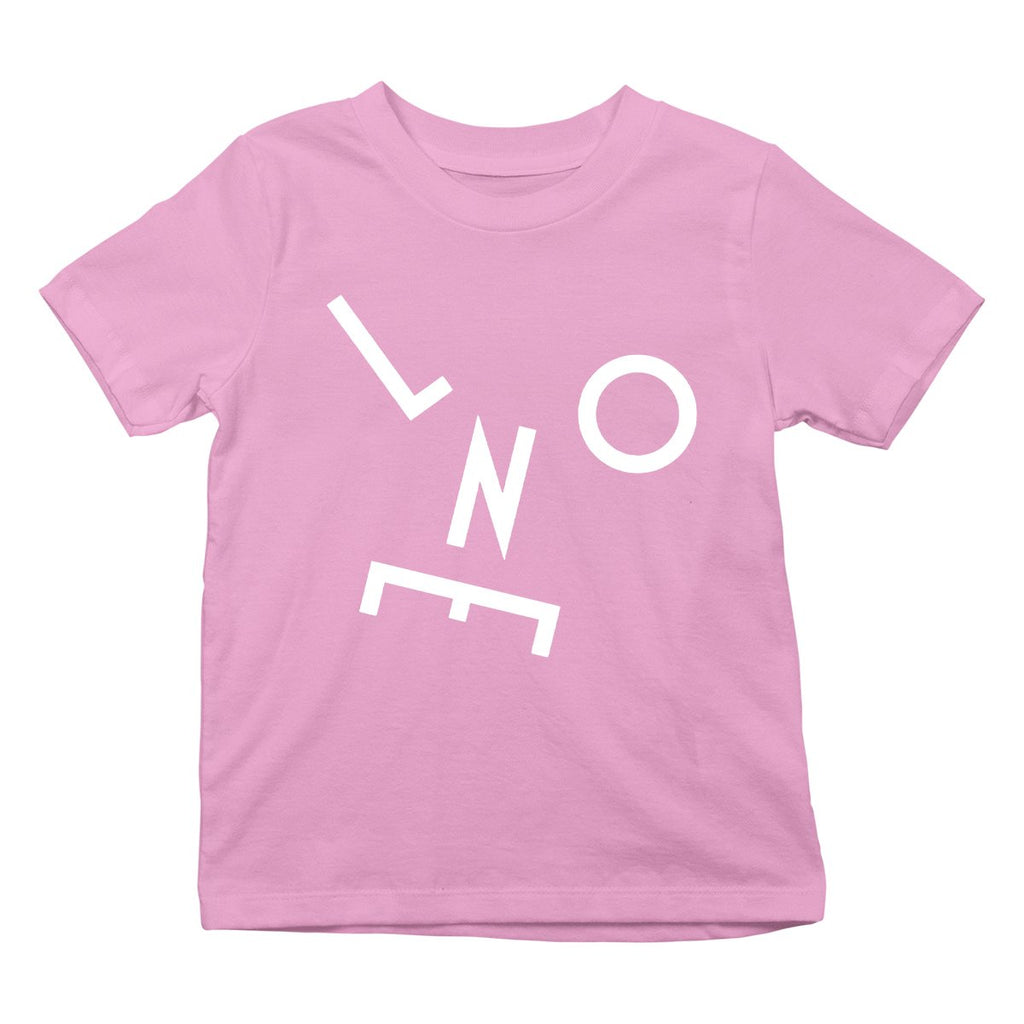 LNOE Letters White Kid's Light Pink Organic T-Shirt-LNOE-Essential Republik