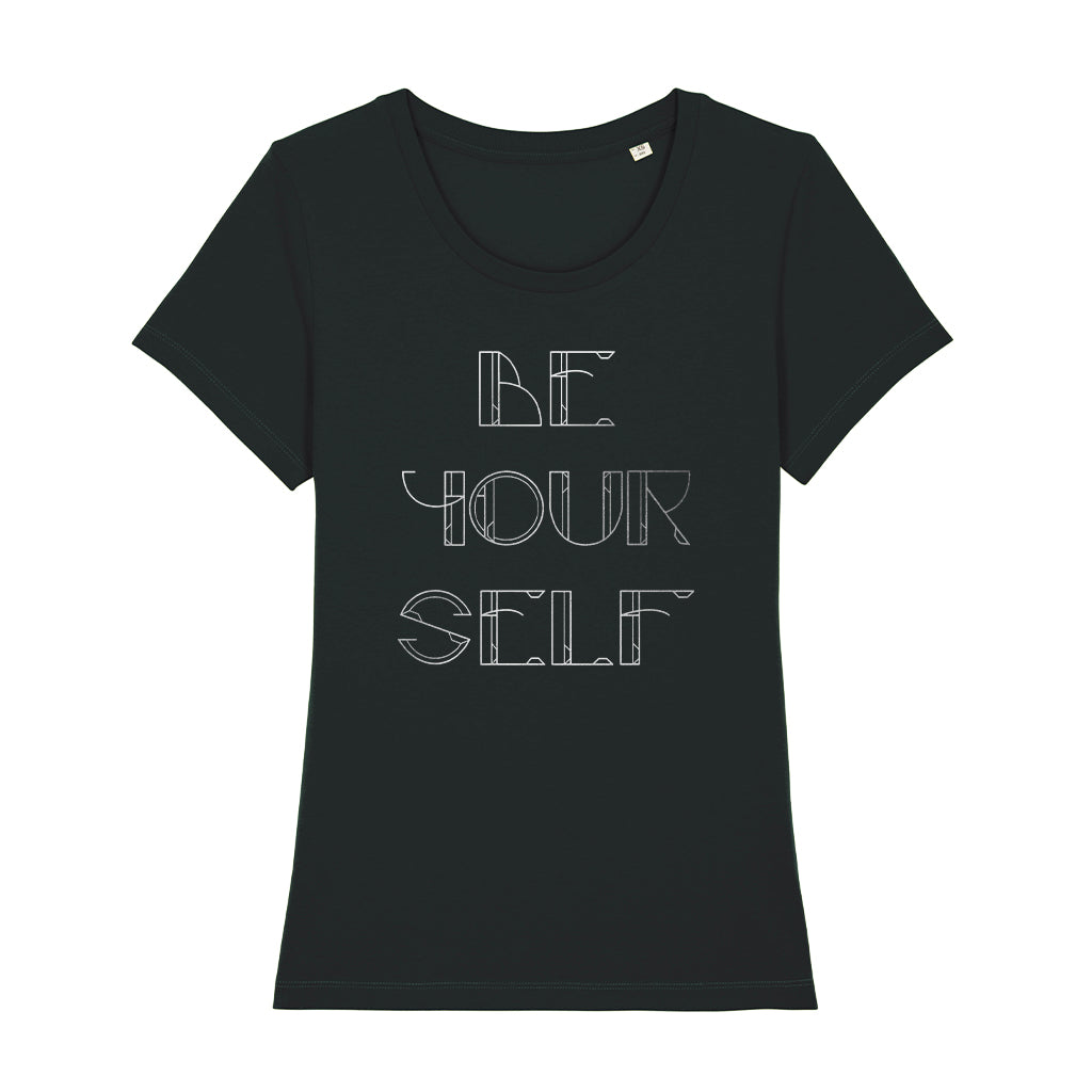 Be Yourself Metallic Silver Text Women's Iconic Fitted T-Shirt-Danny Tenaglia-Essential Republik