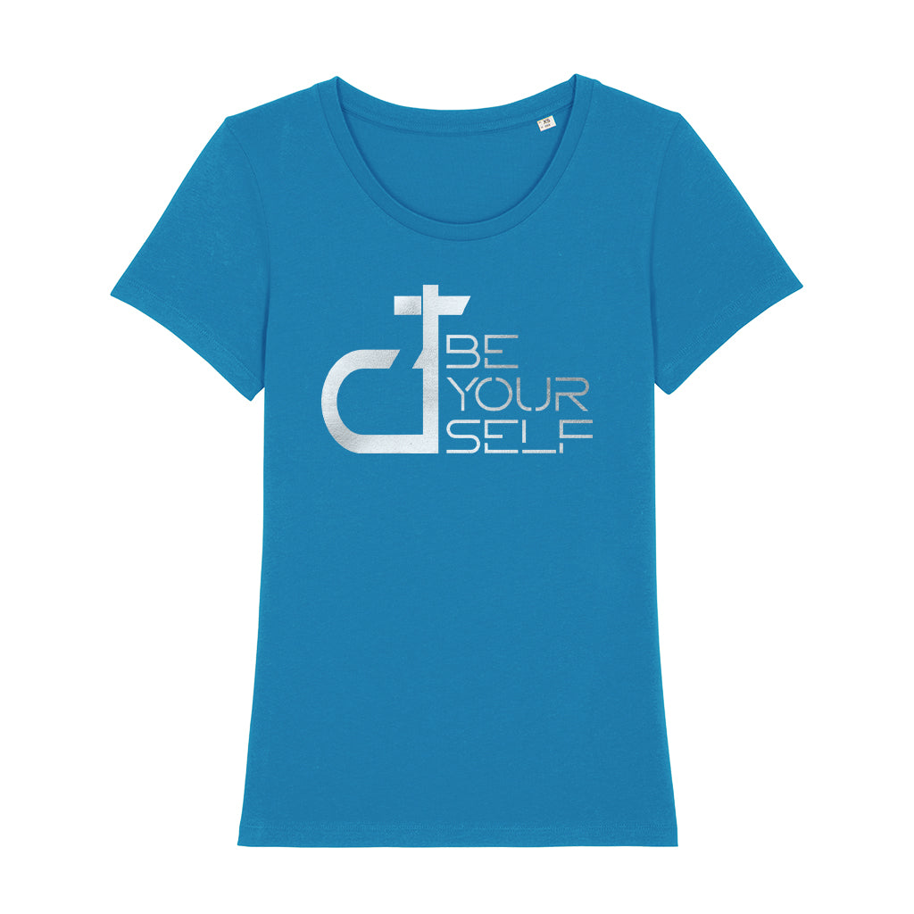 DT Be Yourself Metallic Silver Logo Women's Iconic Fitted T-Shirt-Danny Tenaglia-Essential Republik