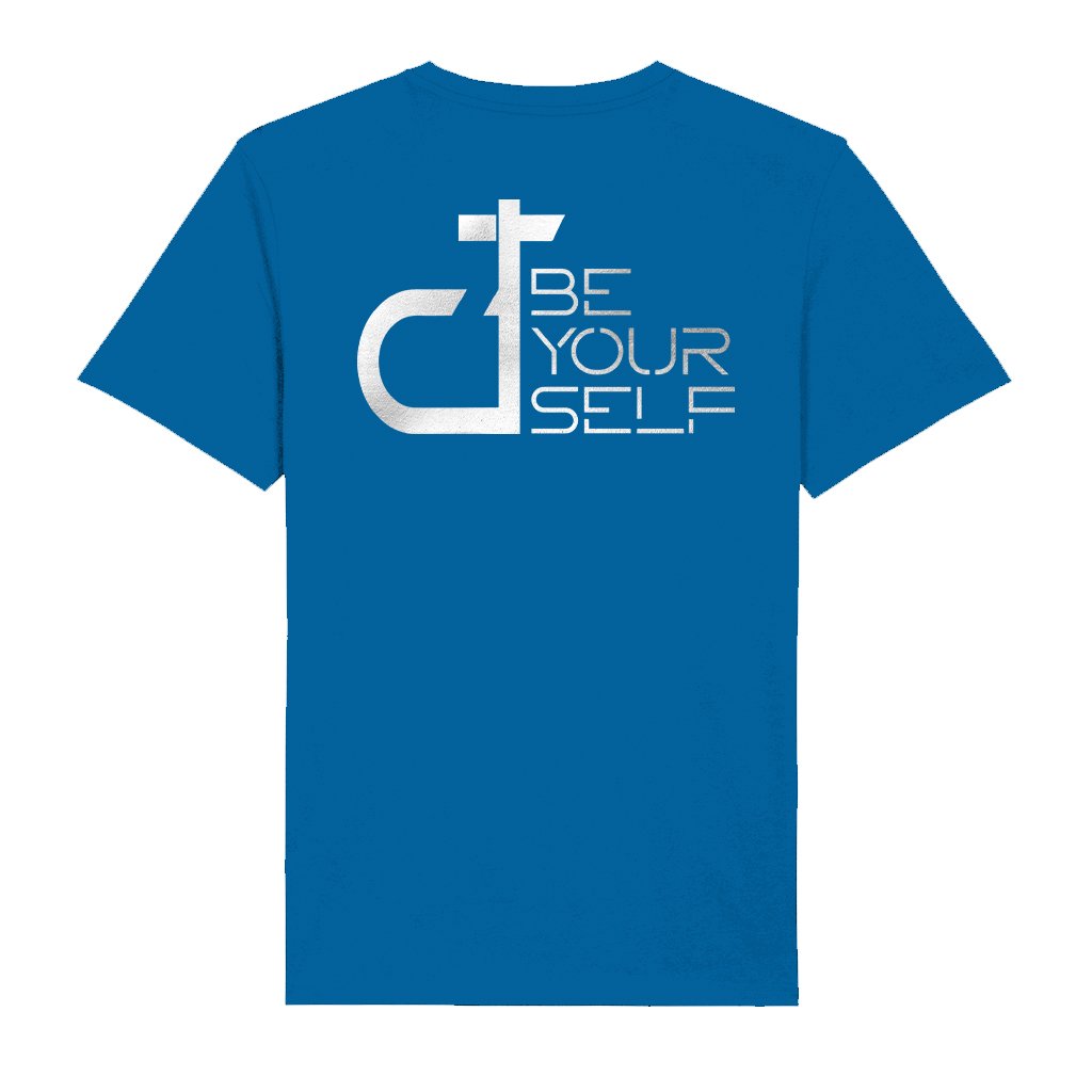 DT Be Yourself Metallic Silver Logo Front And Back Print Men's Organic T-Shirt-Danny Tenaglia-Essential Republik