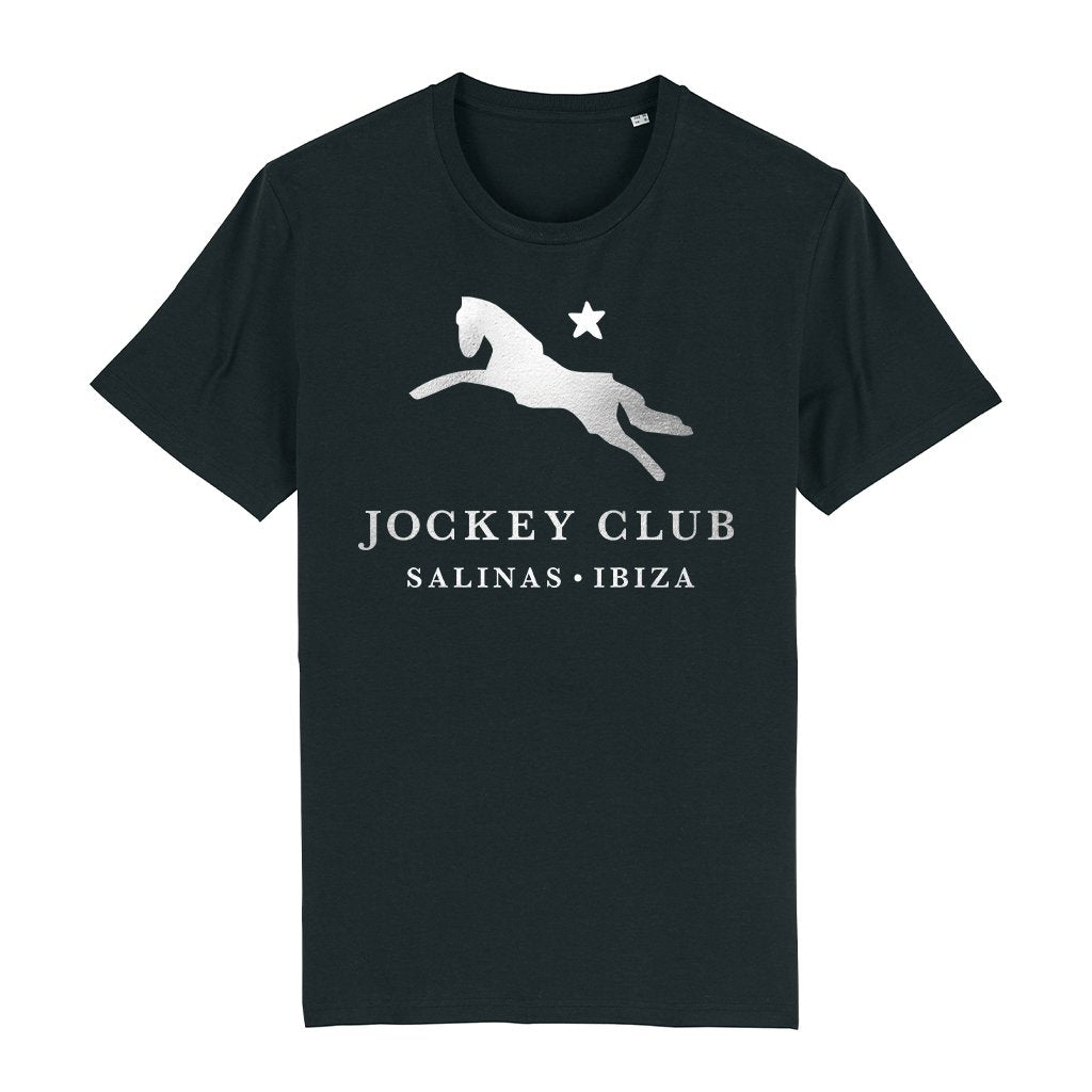 Jockey Club Salinas Ibiza Metallic Silver Logo Men's Organic T-Shirt-Jockey Club-Essential Republik
