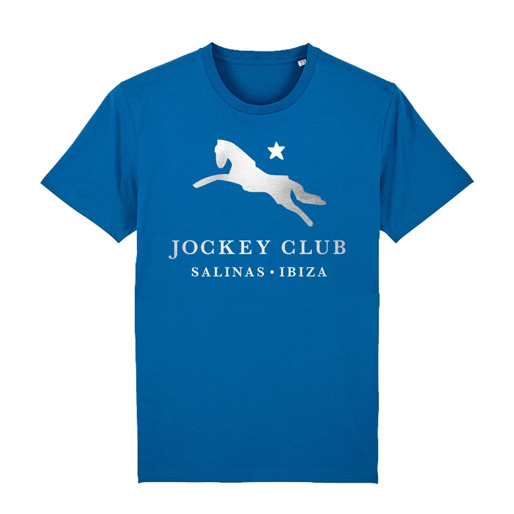 Jockey Club Salinas Ibiza Metallic Silver Logo Men's Organic T-Shirt-Jockey Club-Essential Republik