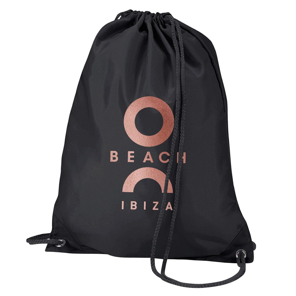 O Beach Metallic Rose Gold Logo Water Resistant Sports Gymsac Drawstring Day Bag-O Beach-Essential Republik