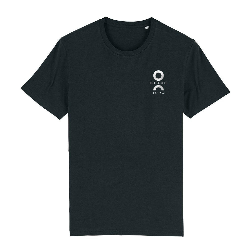 O Beach Metallic Silver Logo Front and Back Print Men's Organic T-Shirt-O Beach-Essential Republik