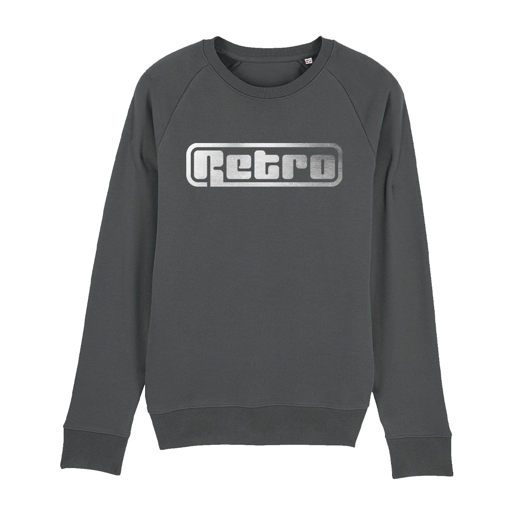 Metallic Silver Retro Logo Unisex Stoller Crew Neck Sweatshirt-Retro-Essential Republik