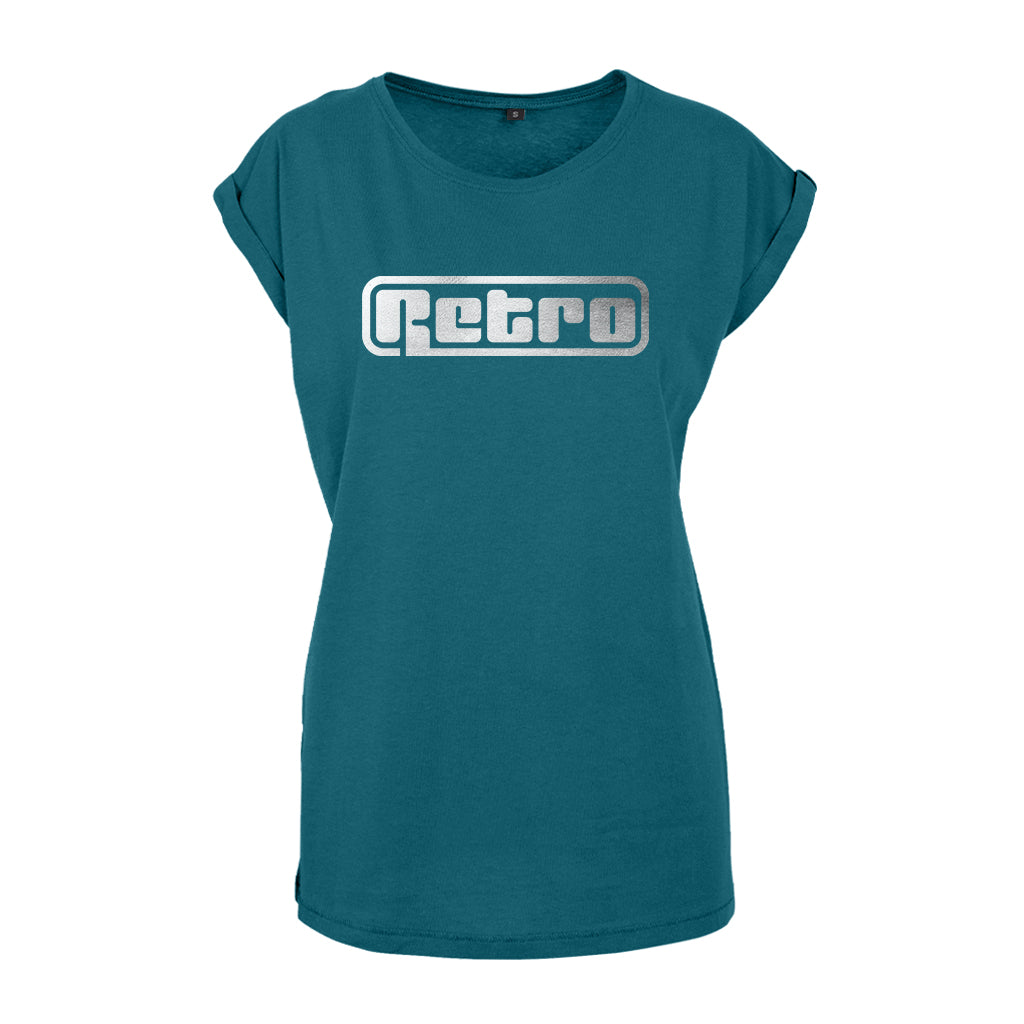 Metallic Silver Retro Logo Women's Casual T-Shirt-Retro-Essential Republik