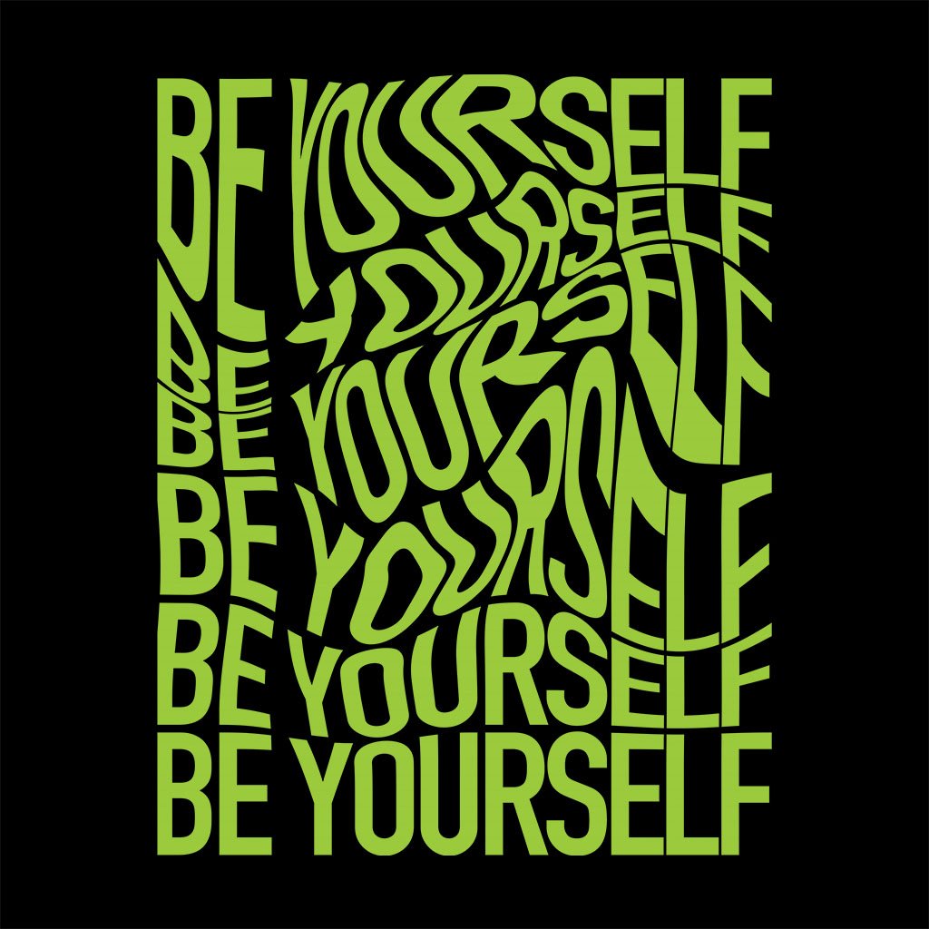 Be Yourself Warped Neon Green Text Men's Organic T-Shirt-Danny Tenaglia-Essential Republik
