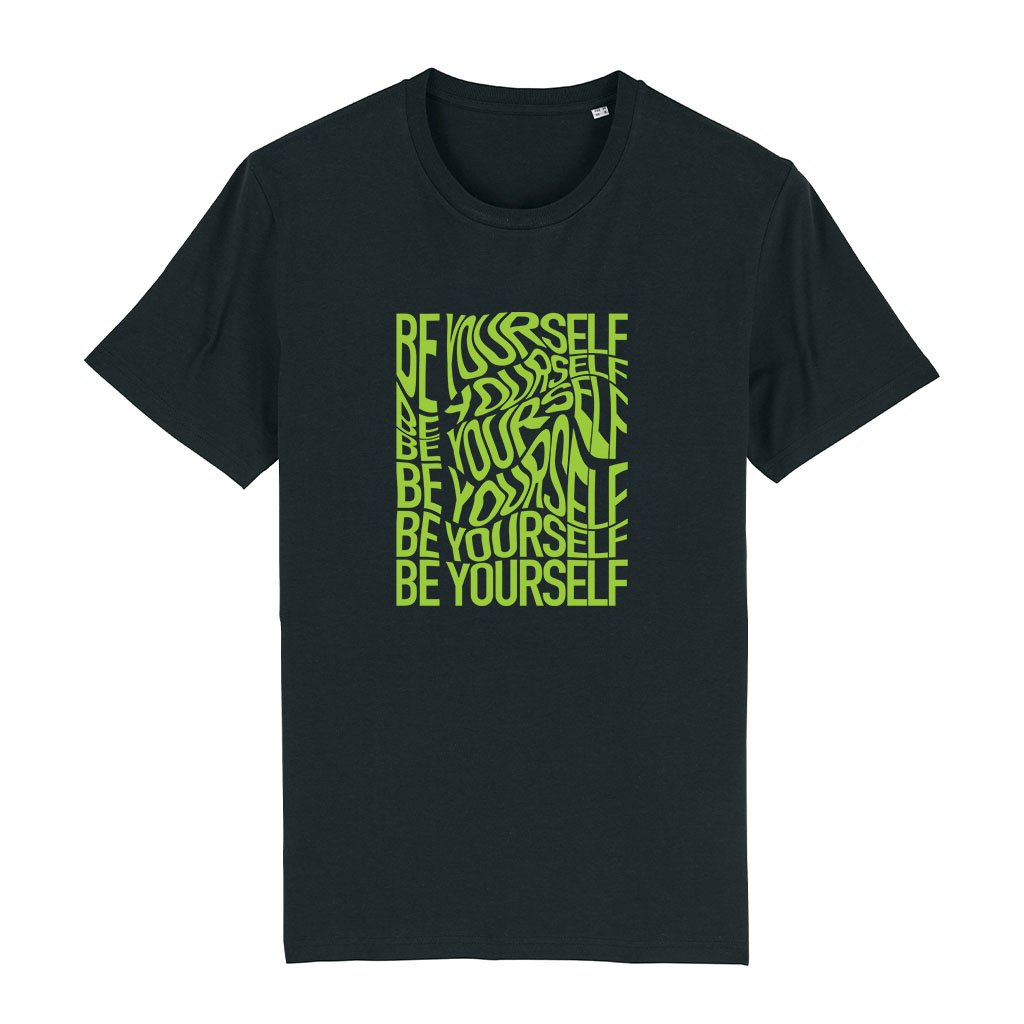 Be Yourself Warped Neon Green Text Men's Organic T-Shirt-Danny Tenaglia-Essential Republik