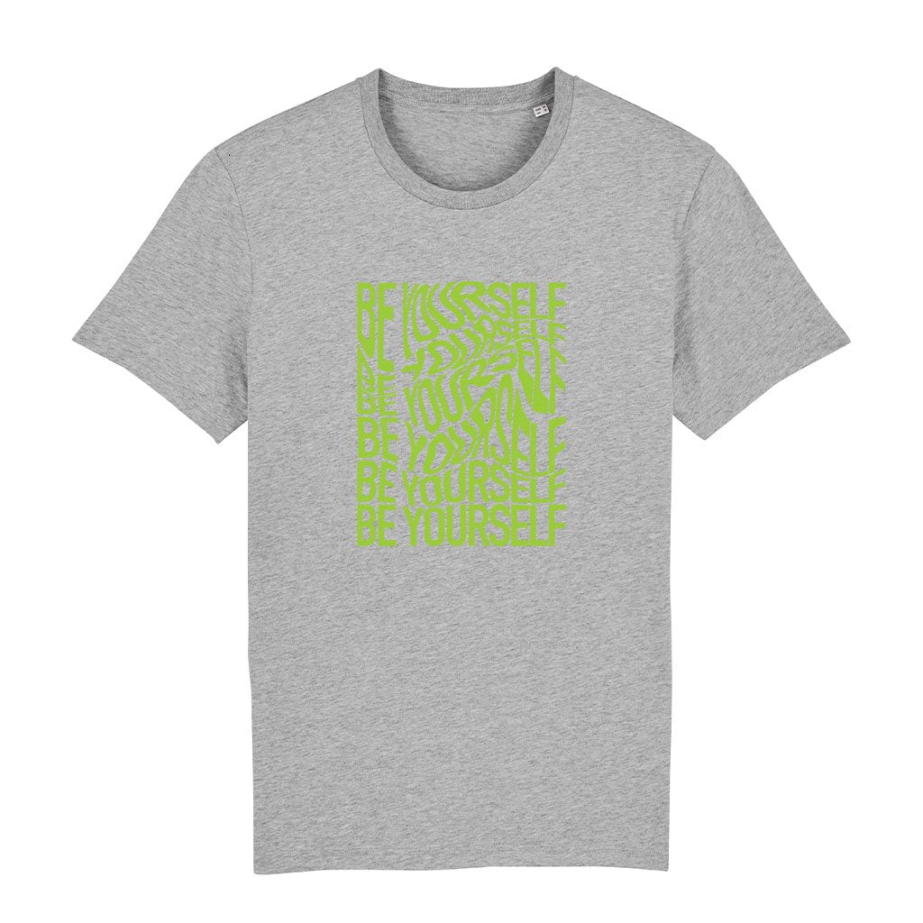 Be Yourself Warped Neon Green Text Men's Organic T-Shirt-Danny Tenaglia-Essential Republik