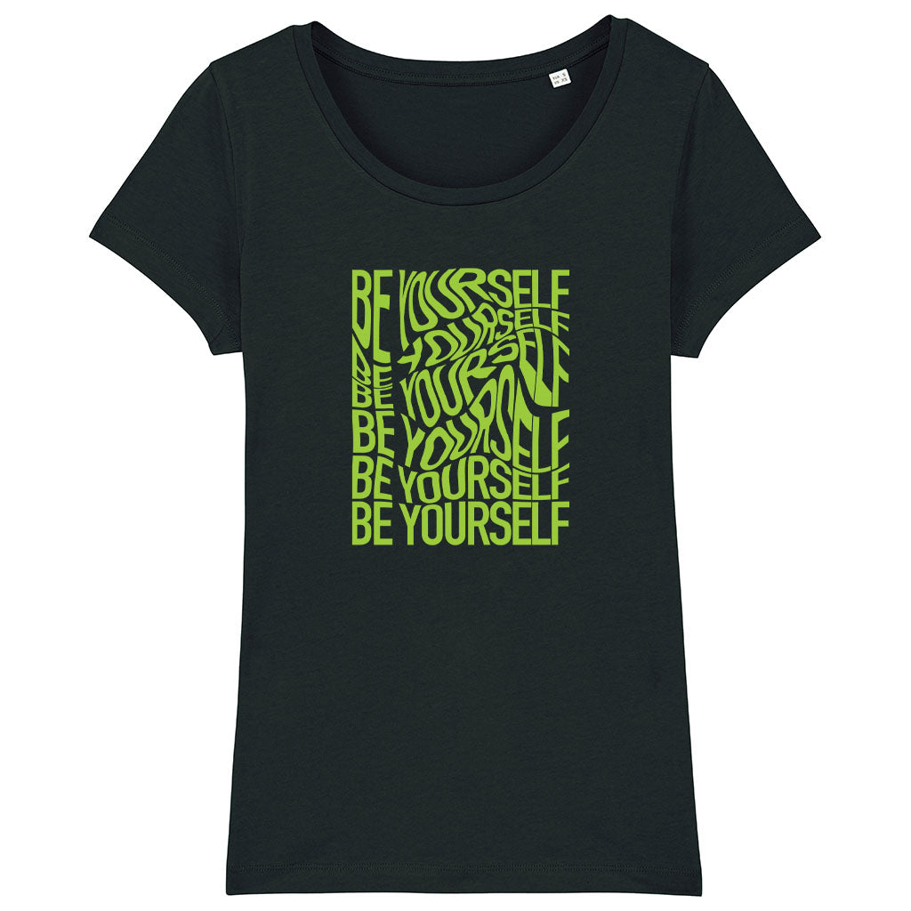 Be Yourself Warped Neon Green Text Women's Iconic Fitted T-Shirt-Danny Tenaglia-Essential Republik