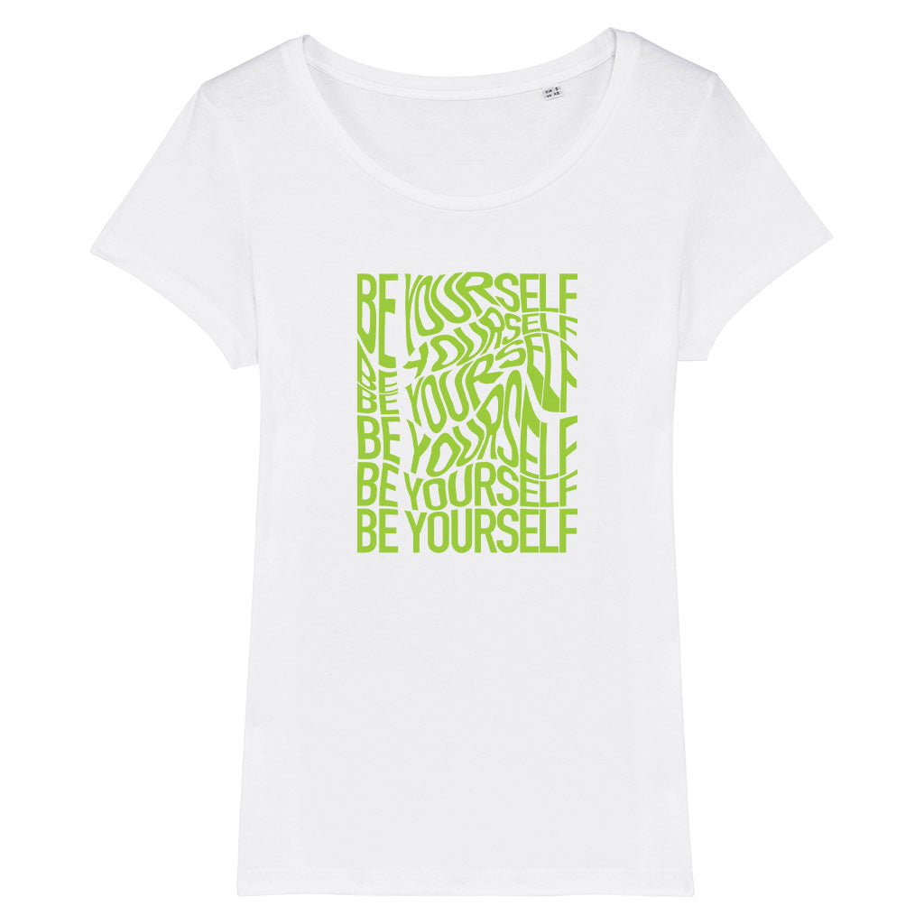 Be Yourself Warped Neon Green Text Women's Iconic Fitted T-Shirt-Danny Tenaglia-Essential Republik