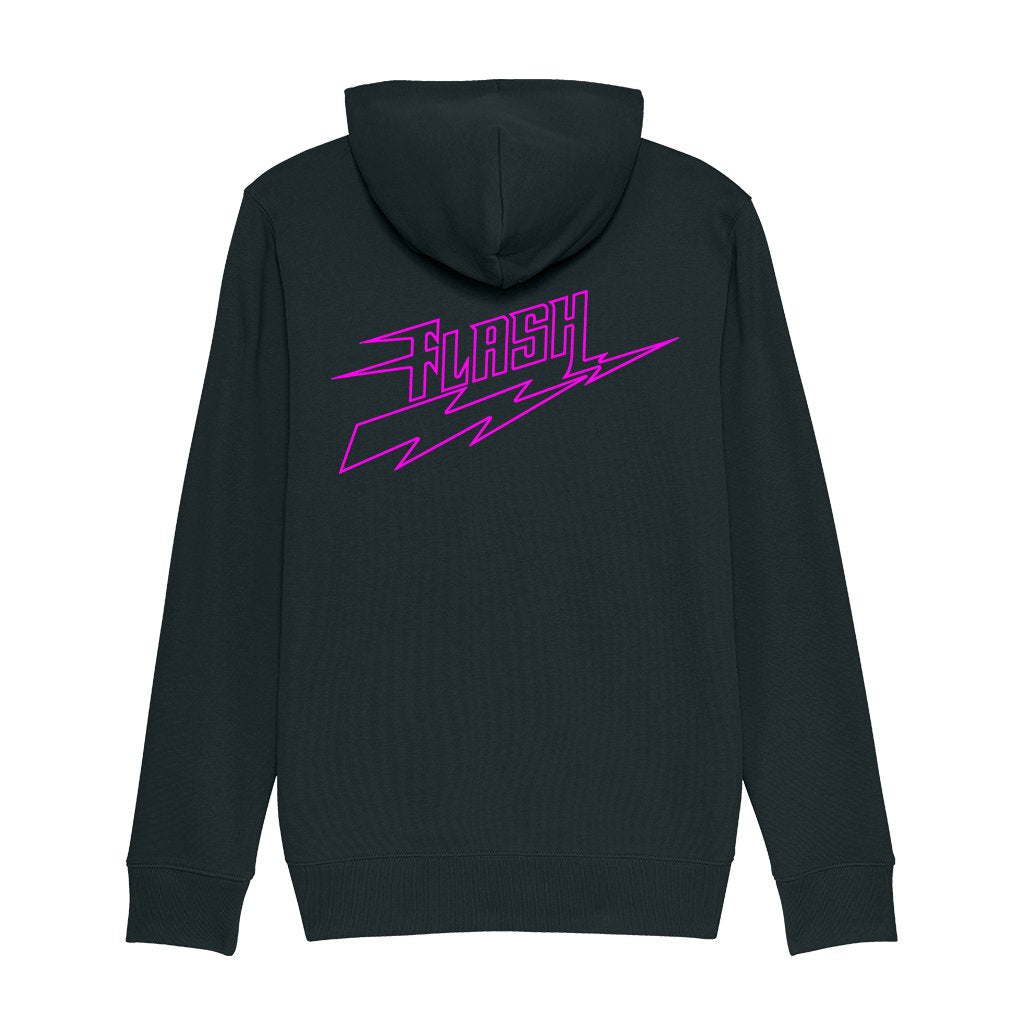 Flash Neon Pink Logo Front And Back Print Unisex Iconic Zip-through Hoodie-Flash-Essential Republik